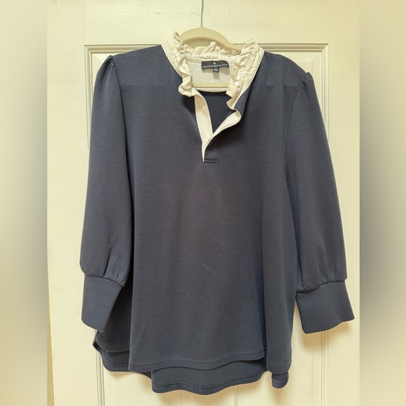 Tuckernuck Pomander Place Navy Charlotte Terry Top - Picture 4 of 6